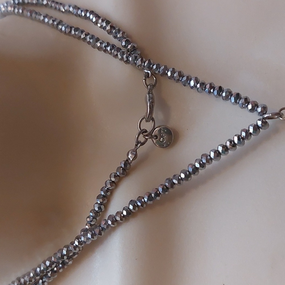 LOFT Sparkly Metallic Beads Long Necklace Y Drop Tassel Necklace - Picture 4 of 7